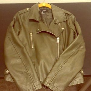 Forever 21 Olive Green Leather Jacket